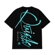 Black and aqua oversized plus tee