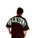 Load image into Gallery viewer, Black and aqua oversized tee
