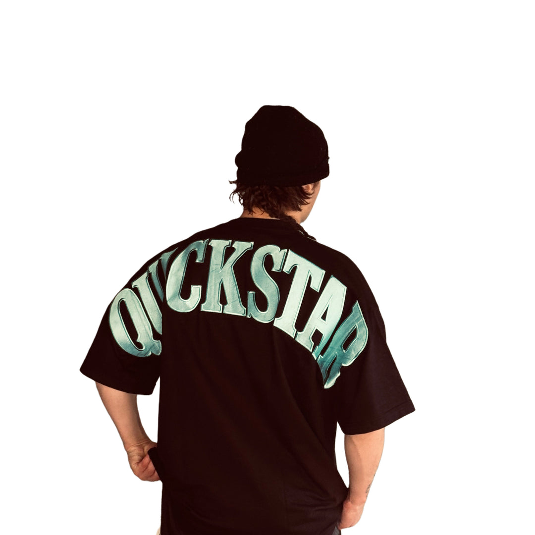 Black and aqua oversized tee