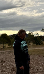 Load image into Gallery viewer, Aqua and black oversized hoodie
