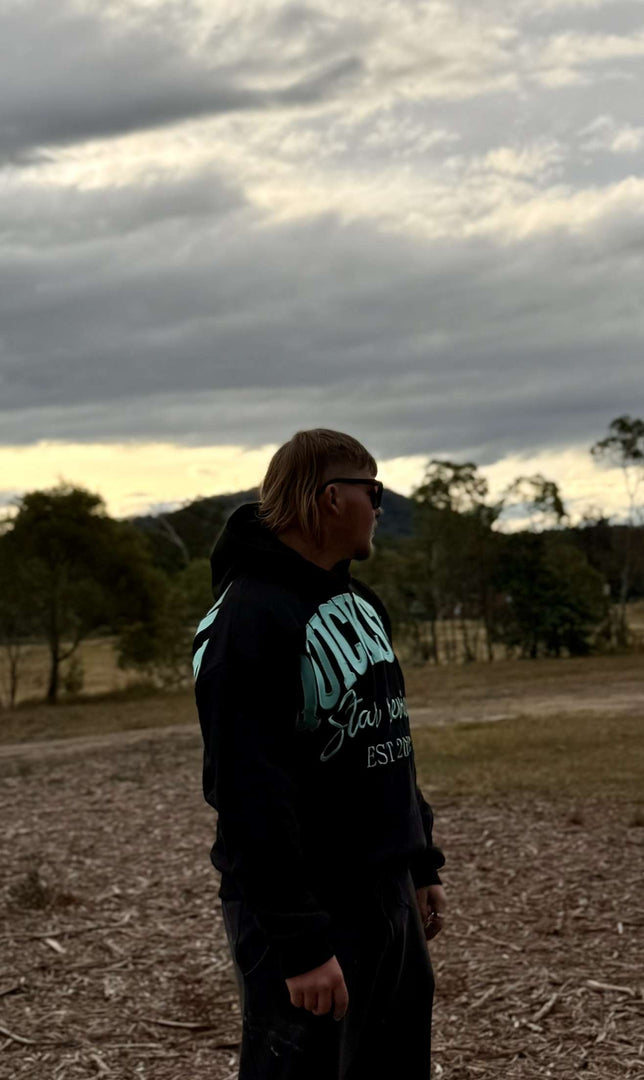 Aqua and black oversized hoodie