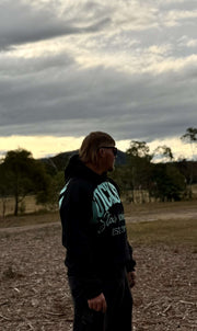 Aqua and black oversized hoodie