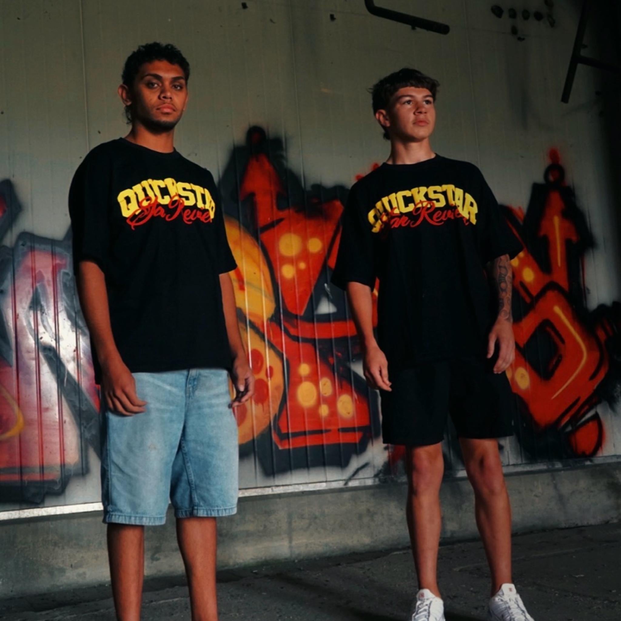 Yellow and red  puff tee