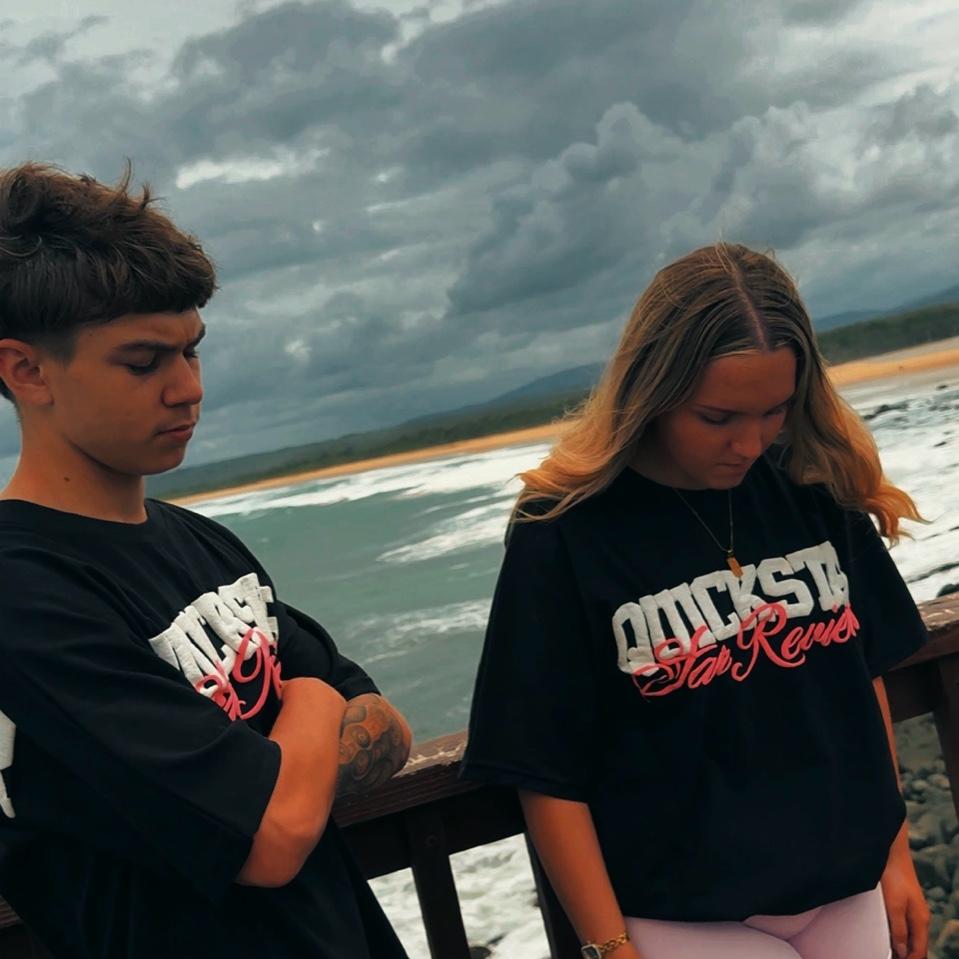 White and pink puff tee